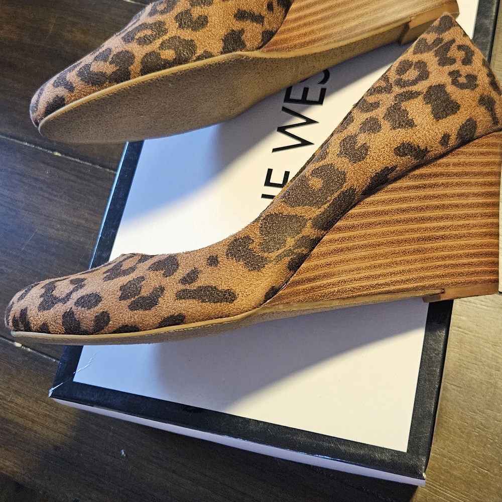 Nine West Women's Leopard Print Suede Pumps - Brown - Picture 2 of 7